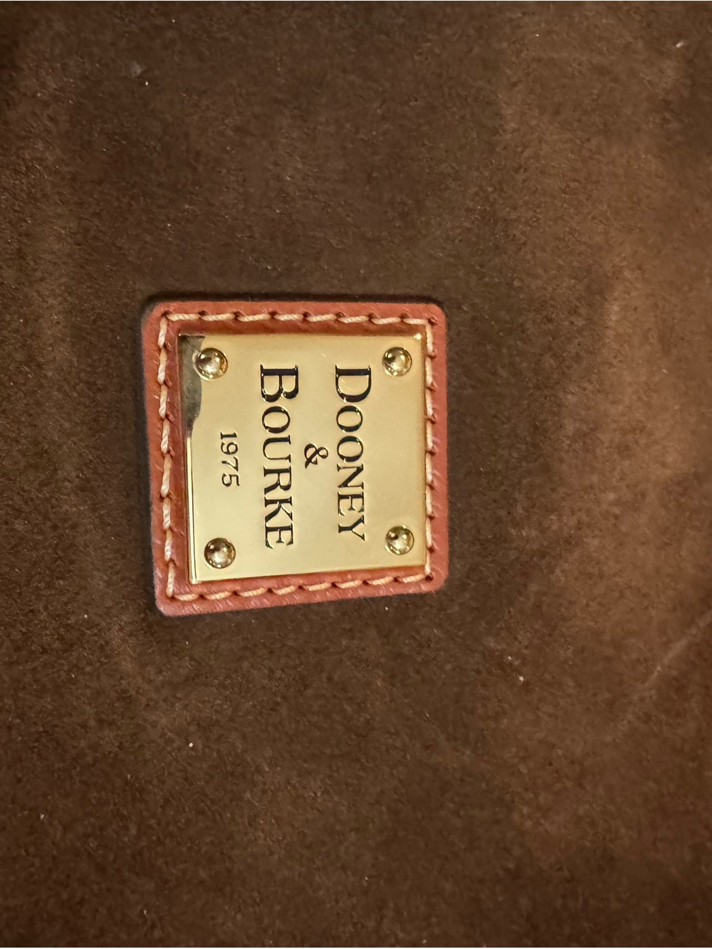Dooney & Bourke Dark Brown Suede Shoulder Bag with Tan Leather Trim - Picture 2 of 10